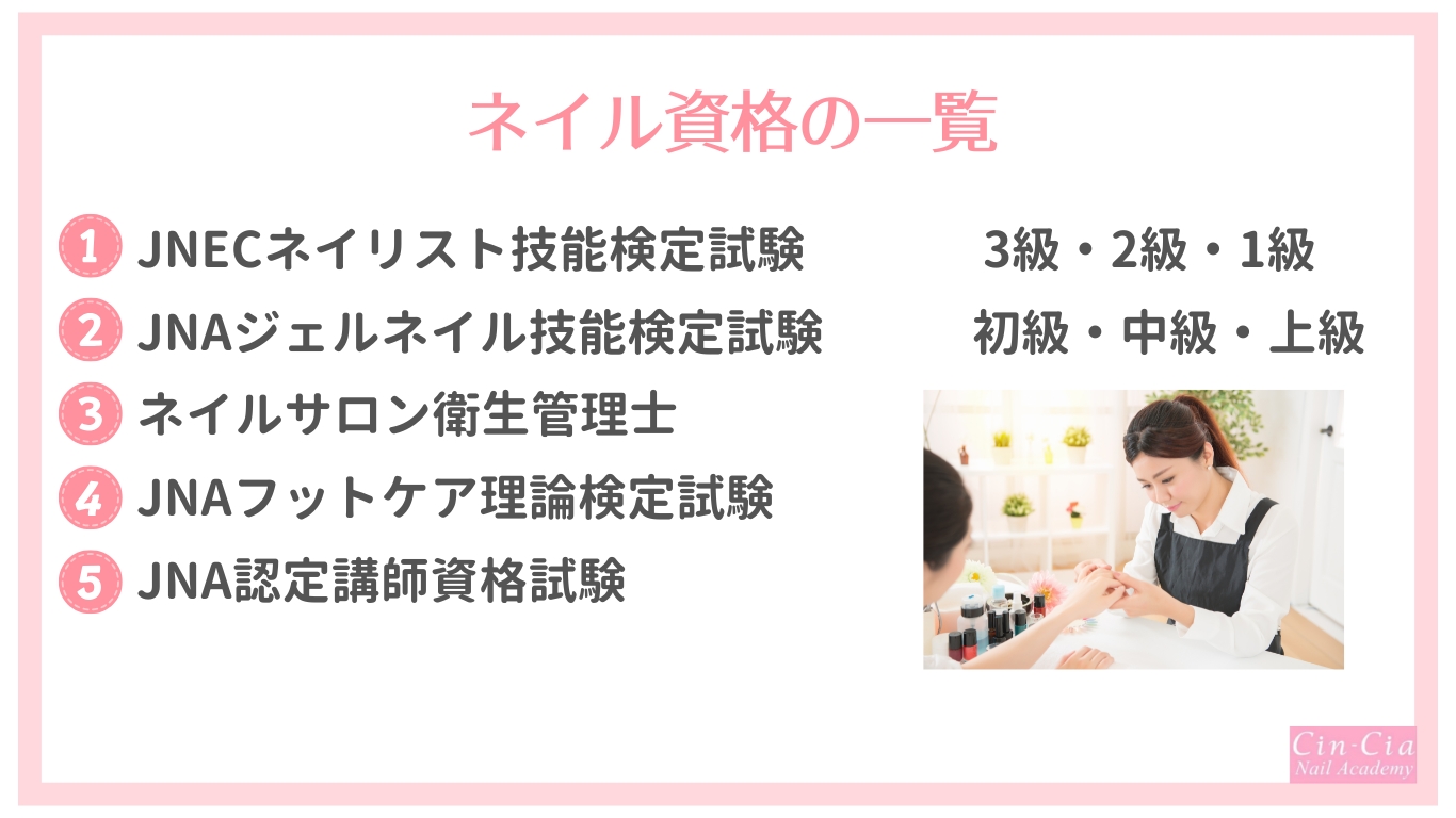 ネイリストの資格一覧