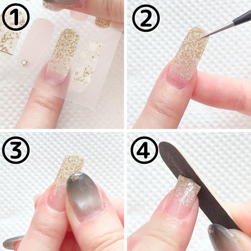 100均一のネイルシールの貼り方