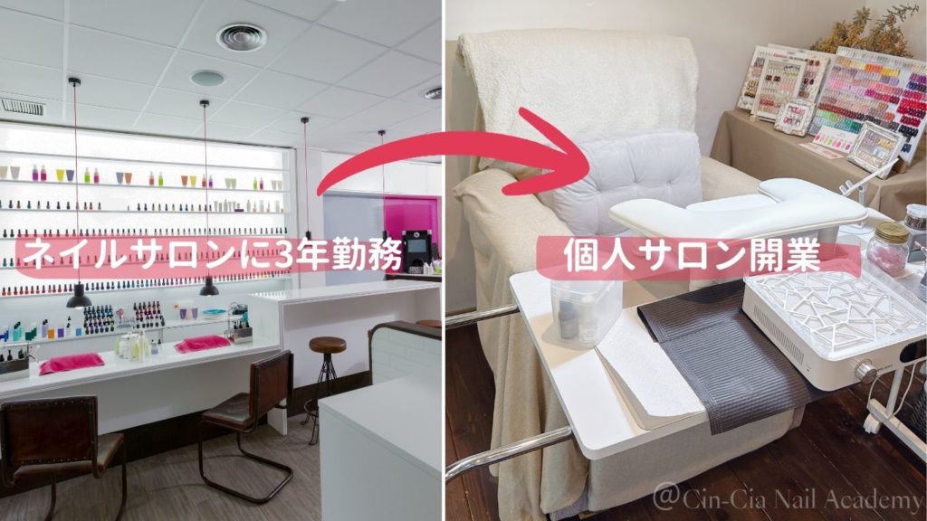 ネイルスクール卒業後就職し個人サロン開業